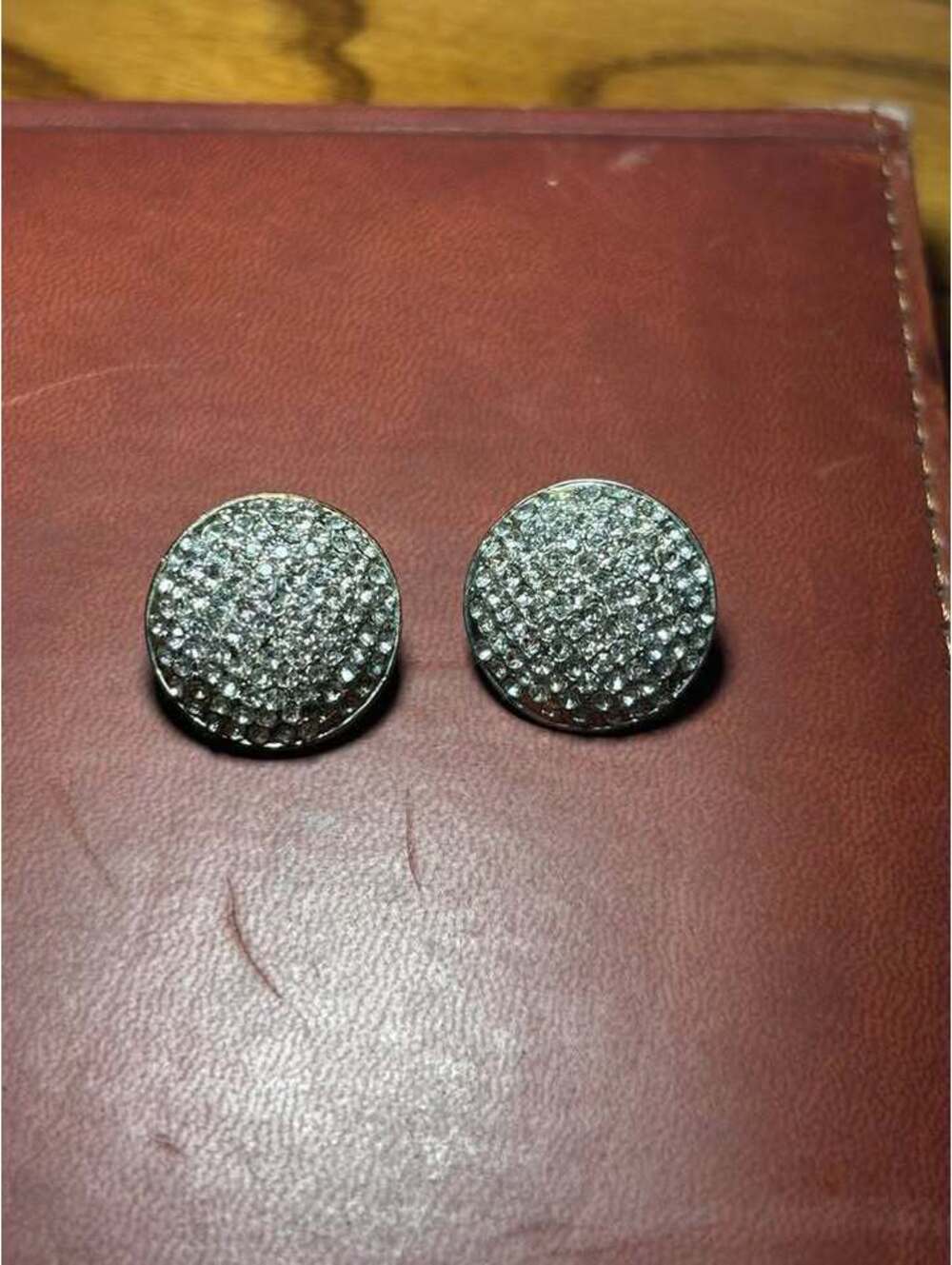 Vintage Silver-Tone Pave Rhinestone Clip-On Earrings